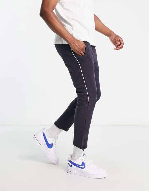 Soul Star skinny tapered trackies with piping in charcoal (part of a set)