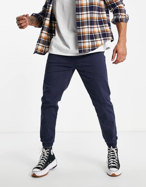 Soul Star - Smalle joggingbroek met enkelboorden in marineblauw
