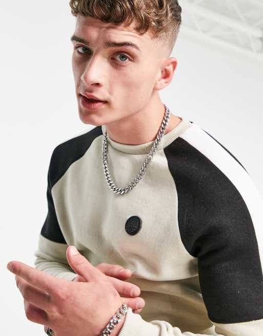 Soul Star - Sweatshirt met ingezette kleurvlakken in stone, 3 van 4