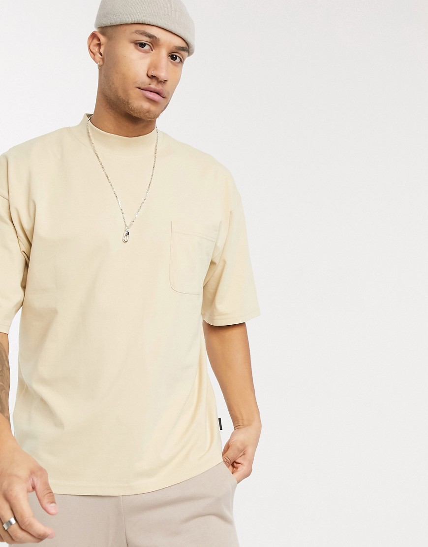 Soul Star - T-shirt accollata oversize-Cuoio