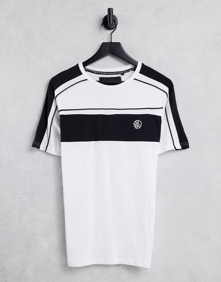 Soul Star – T-Shirt in Weiß mit Brusteinsatz