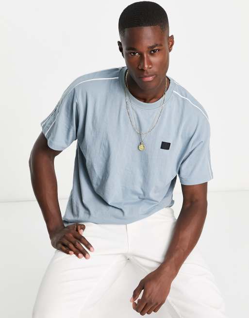 Soul Star - T-shirt met pipingdetail in lichtblauw, deel van co-ord set