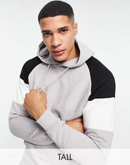 Soul Star Tall colour block overhead hoodie in light grey | ASOS