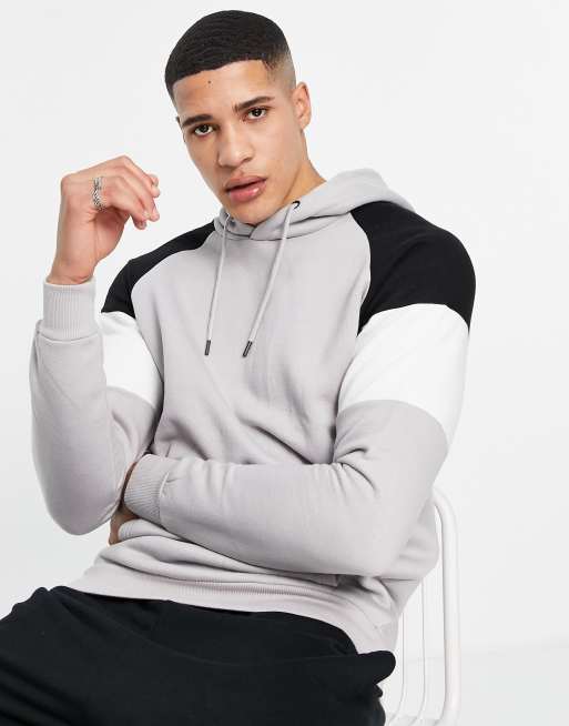 Soul Star Tall colour block overhead hoodie in light grey, 2 of 4