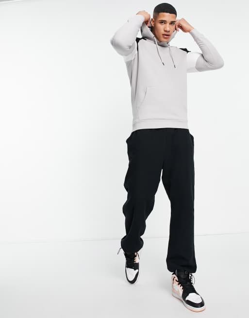 Soul Star Tall colour block overhead hoodie in light grey, 3 of 4