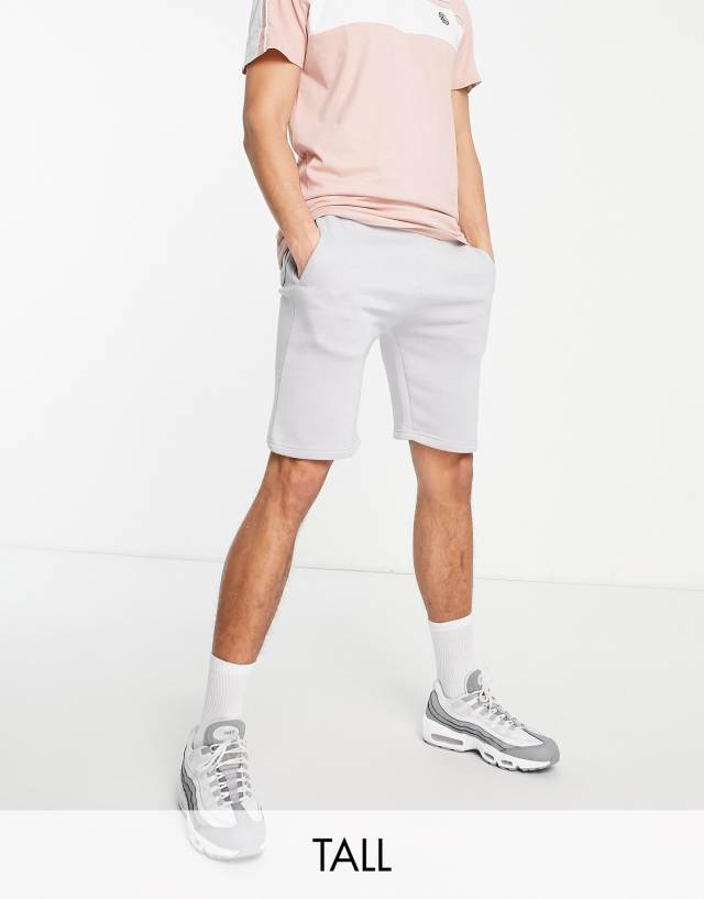 Soul Star Tall jersey shorts in light gray