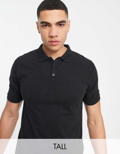 Soul Star Tall muscle fit polo shirt in black | ASOS