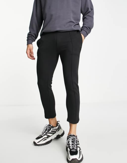 Soul Star tapered pin tuck trackies in black | ASOS