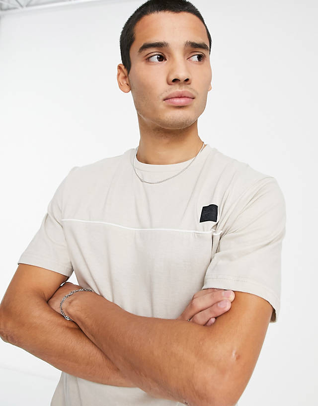 Soul Star - Soulstar co-ord piping t-shirt in stone