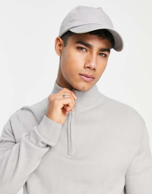 Soulstar - Maglione attillato grigio chiaro con zip corta