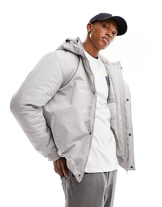 Soul Star - Soulstar padded bomber jacket with hood in light grey
