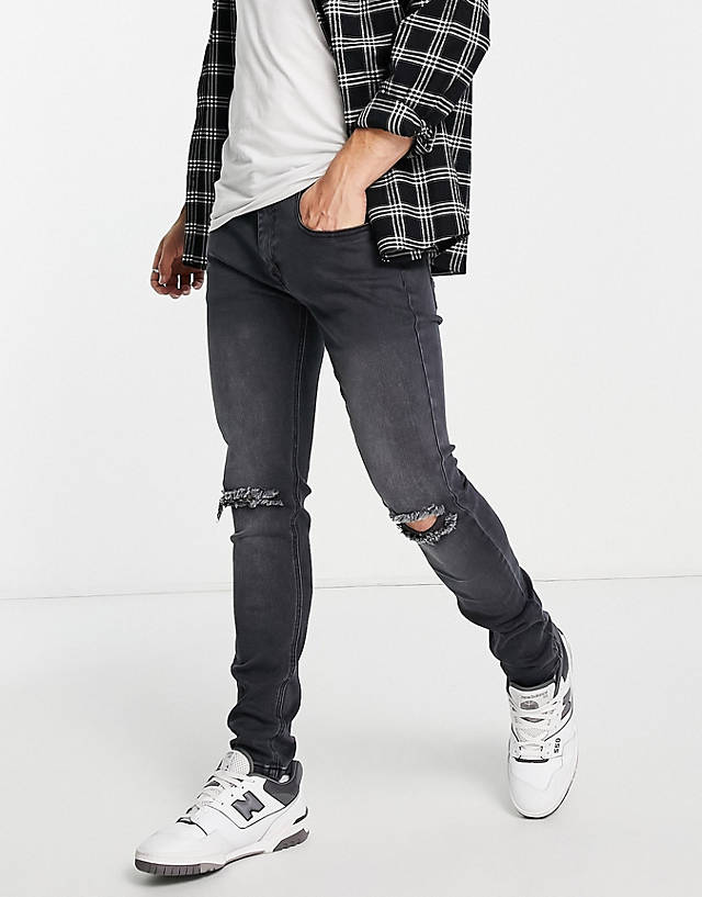 Soul Star - Soulstar skinny fit ripped jeans in washed black