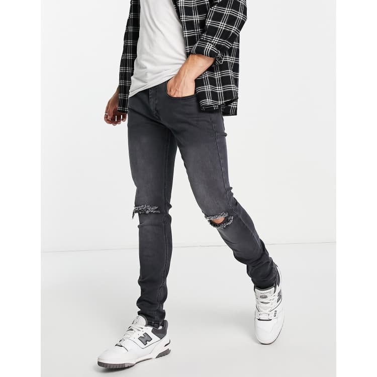 Washed black ripped jeans hot sale mens