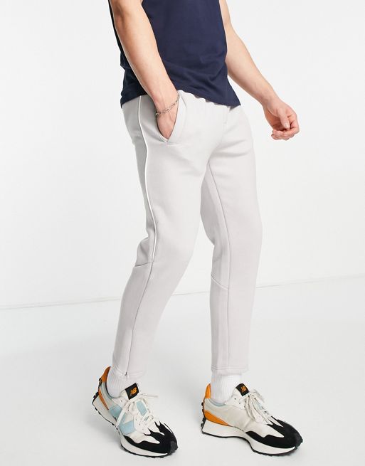 Soulstar skinny tapered joggers with piping co-ord in light grey | ASOS