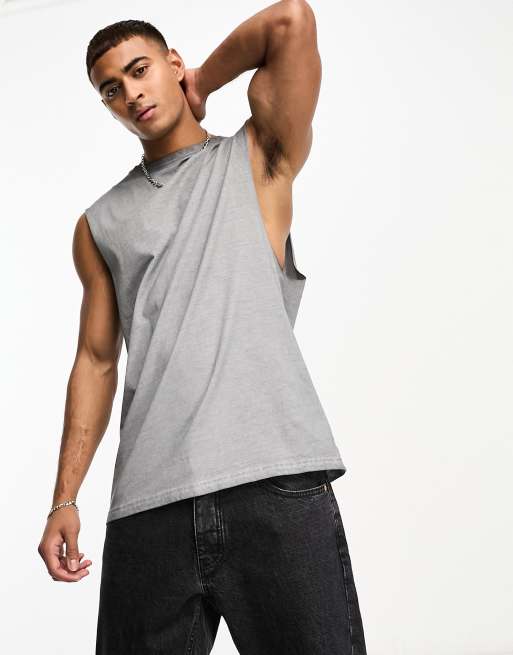 t-shirt tank top in washed gray | ASOS