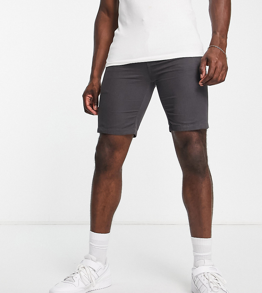 Soulstar Tall Slim Fit Chino Shorts In Charcoal-Grey