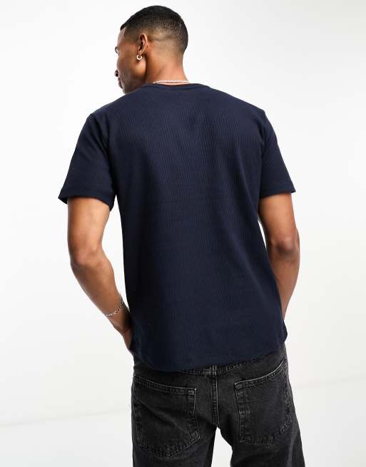 Soulstar - Vaffeltekstureret T-shirt i marineblå - Del af sæt, 3 af 4