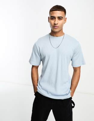 Soulstar waffle t-shirt in baby blue