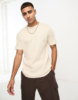 Soulstar waffle t-shirt in stone-Neutral