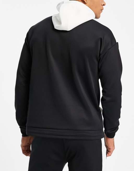 South Beach 1 4 zip hoodie in black and white ASOS