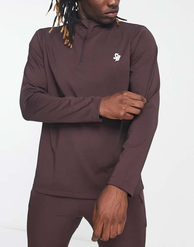 South Beach 1/4 zip sweatshirt in brown