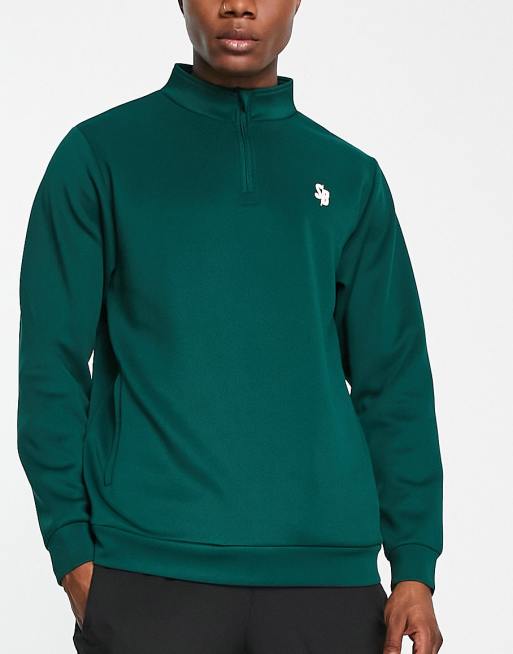 Green quarter store zip sweatshirt