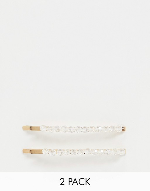 South Beach 2 pack clear embellished hair clip