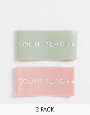 South Beach light and medium resistance bands 2 packs in frosty green and pink