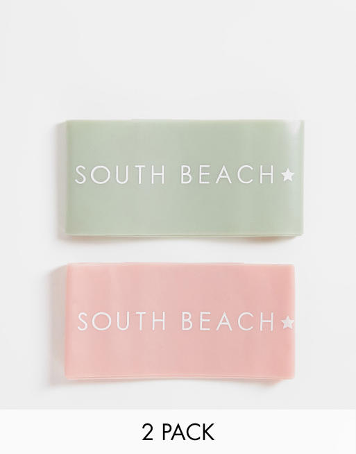 South Beach – 2er-Pack leichte und mittlere Widerstandsbänder in frostigem Grün und Rosa