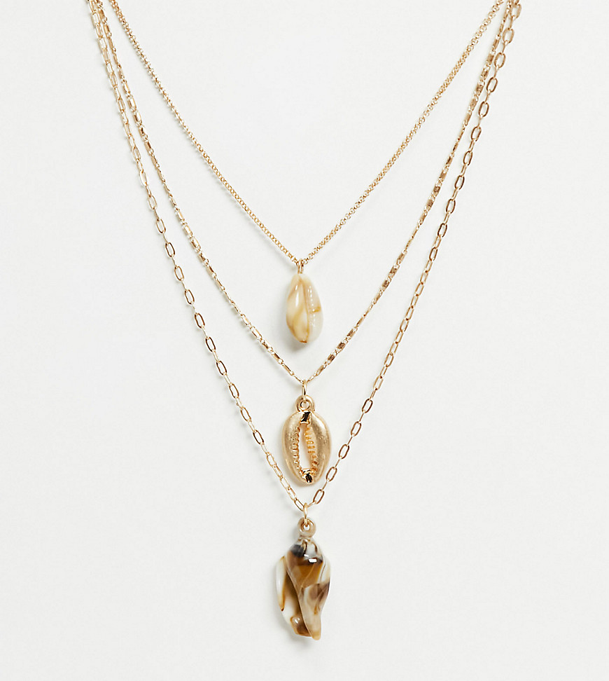 South Beach 3-pack necklaces in gold and faux shell