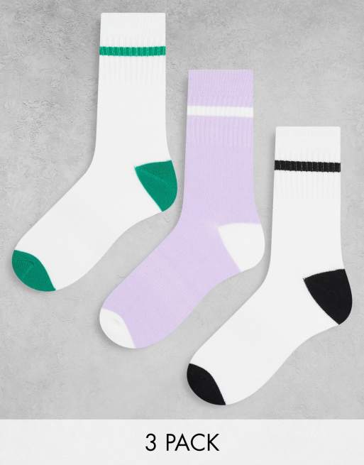 South Beach 3 pack sports crew socks in mutli