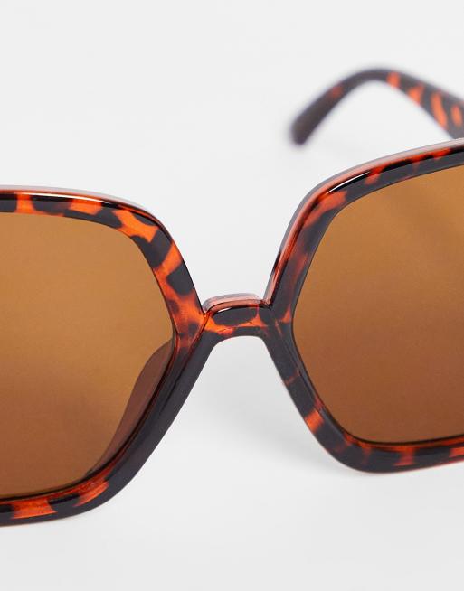 South Beach 70s oversized retro square sunglasses in tortoiseshell
