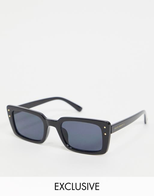 South Beach 90s oversized rectangle frame sunglasses in black | ASOS