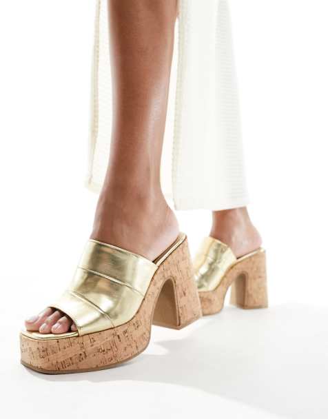 South Beach – Absatz-Mules mit Kork-Sohle in Gold - view 1