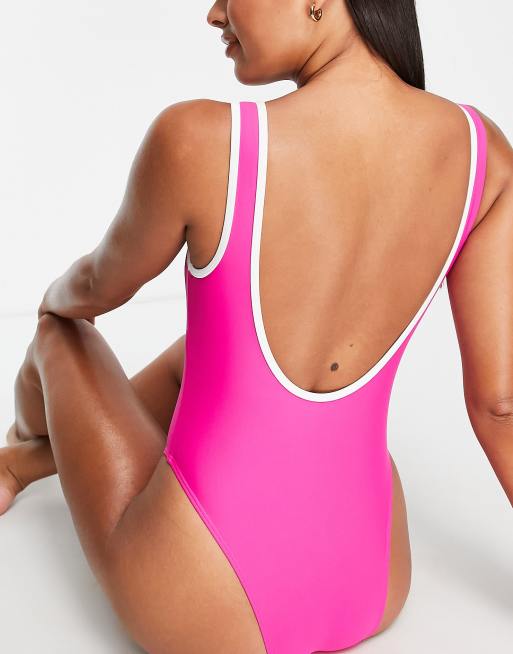 Pink zip up swimsuit hotsell