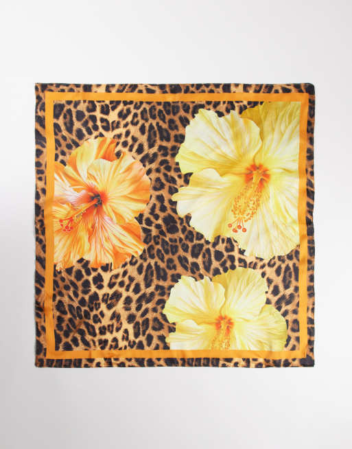 South Beach animal and lotus flower print satin headscarf, 2 of 3