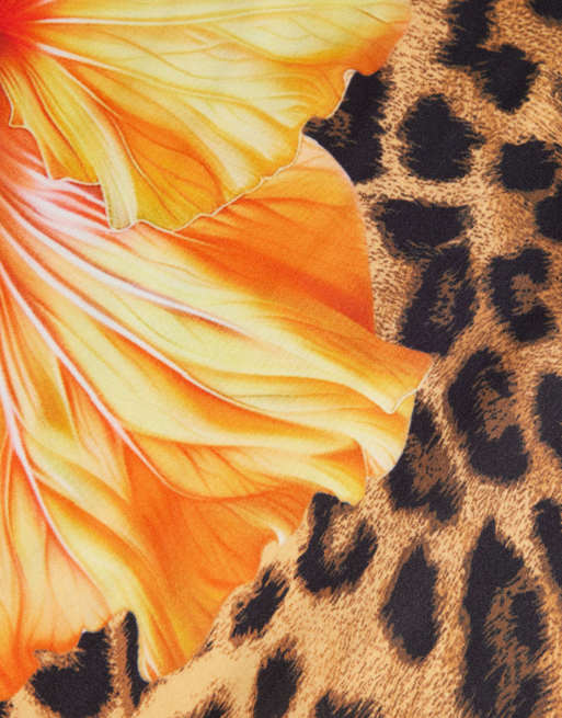 South Beach animal and lotus flower print satin headscarf, 3 of 3