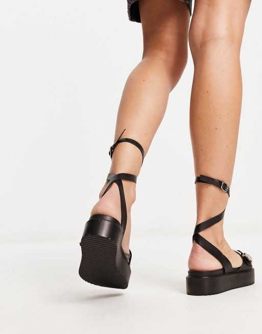 Flatform sandals with outlet ankle strap