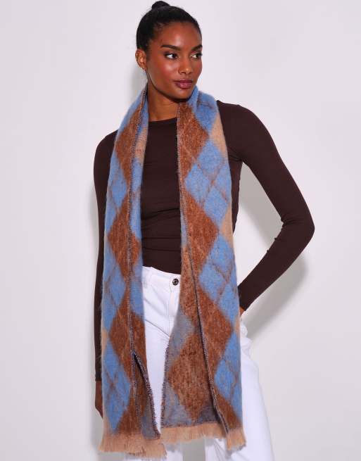 South Beach Argyle scarf in blue, 4 of 7