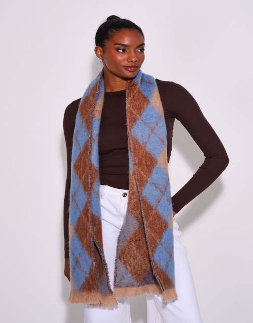 South Beach Argyle scarf in blue, 5 of 7