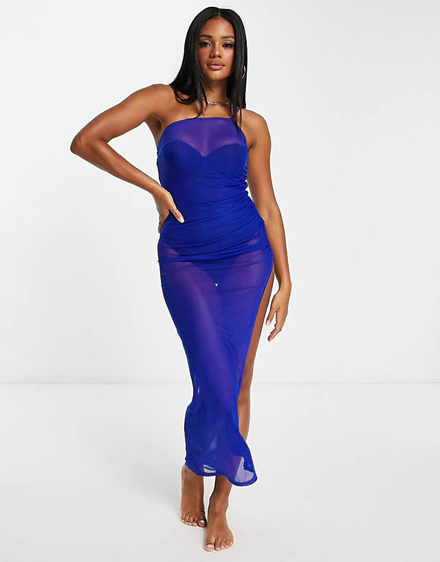 South Beach - asymmetric summer dress in cobalt blue