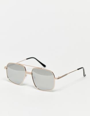South Beach South Beach aviator metal sunglasses with polaroid lenses in silver