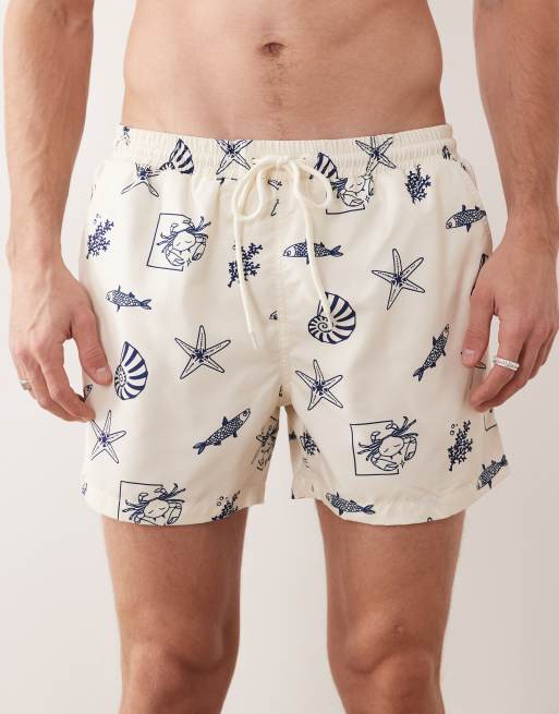 South Beach – Badeshorts in Cremeweiß mit maritimem Muster, 4 von 5