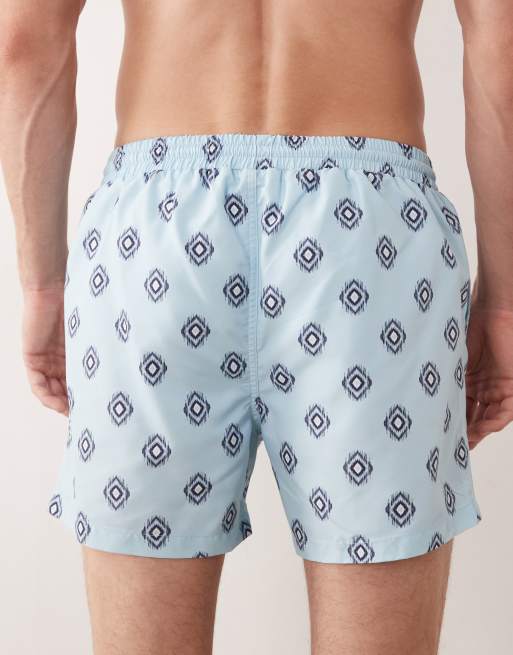 South Beach – Badeshorts in Hellblau mit rautenförmigem, geometrischem Muster, 5 von 5