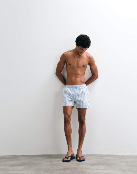 South Beach – Badeshorts in Himmelblau gestreift - view 1