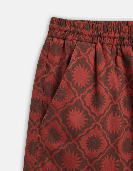 South Beach – Badeshorts in Rostrot mit Sonnenuhr-Muster, 9 von 9