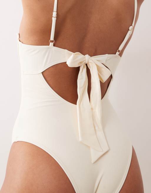 South Beach - Badpak met beugels en geschulpte rand in wit, 2 van 4