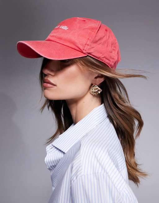 South Beach – Baseballkappe in verwaschenem Rot mit „Dolce Vita“-Schriftzug, 2 von 3