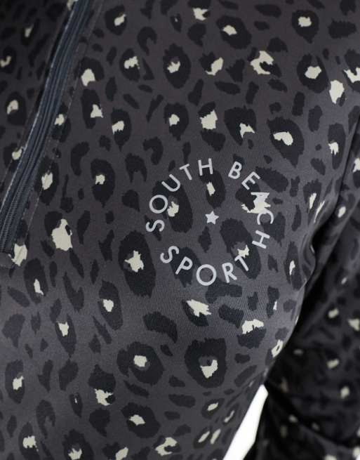 South Beach - Basislaag jack met halve rits en lange mouwen in zwart, 3 van 4