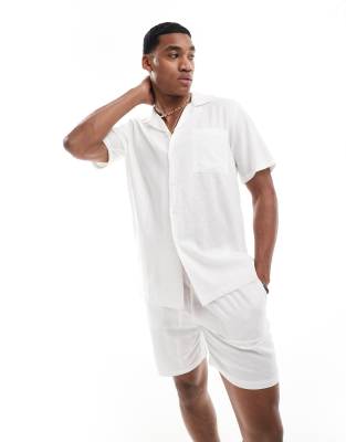 beach linen look shirt in white - part of a set